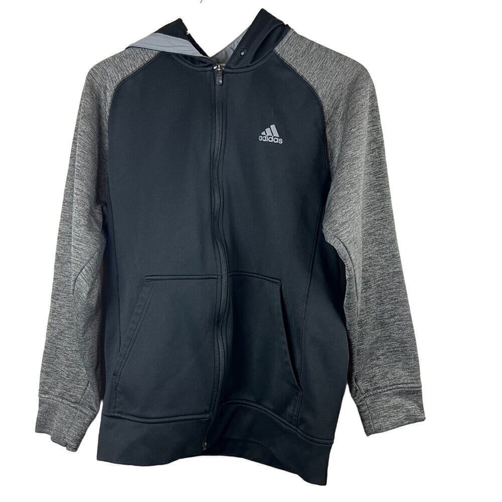 Adidas Men's Black & Gray Tech Fleece Full Zip Training Hoodie Climawarm Size M
